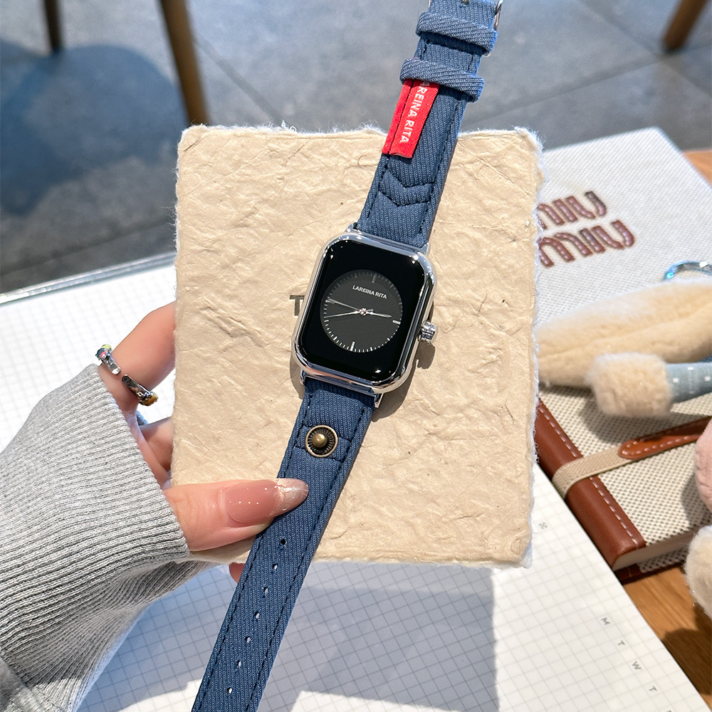 Canvas Strap Watch - Novo relógio quadrado elegante com pulseira