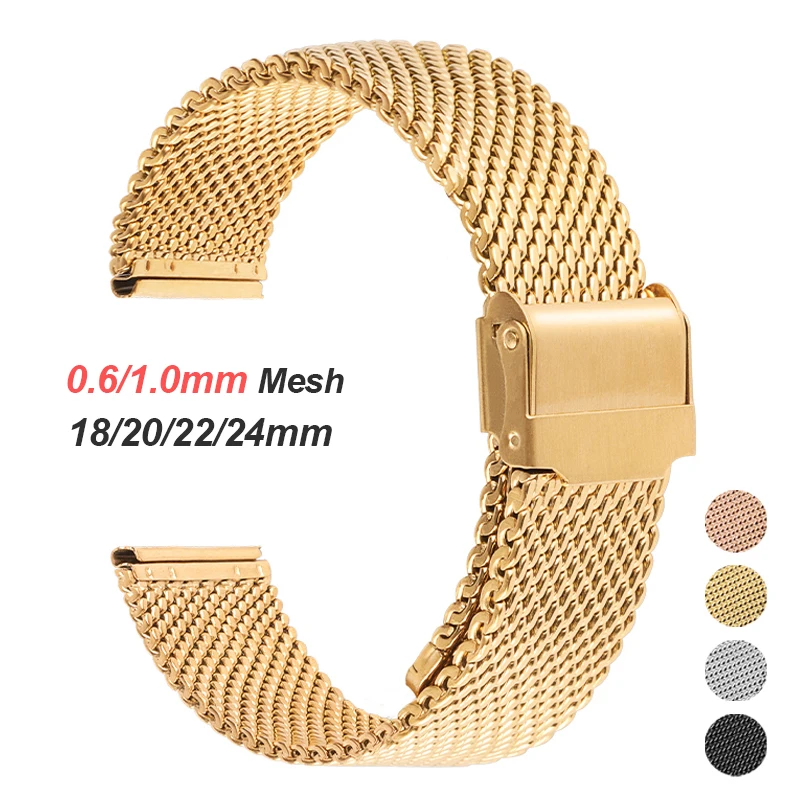 Mesh Strap Metal - Pulseira de malha milanesa para relógio