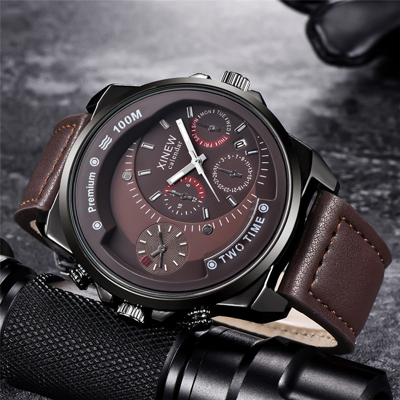 Leather Watch Band Men - Original xinew marca relógios masculinos preto