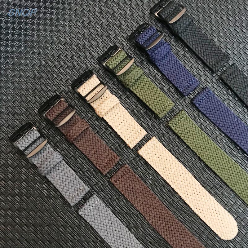 Perlon Strap Woven - 20mm 22mm preto marinho cor sólida