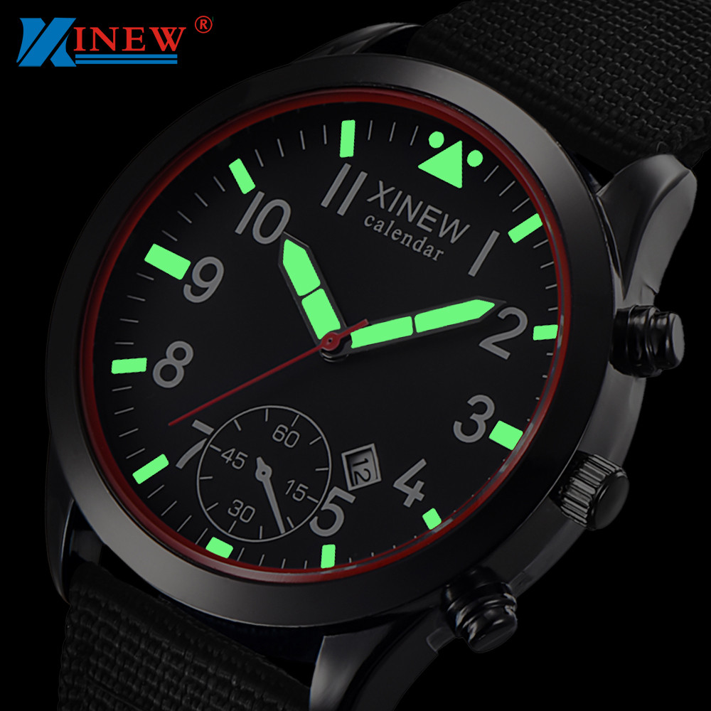 Canvas Strap Watch - Xinew-relógio de quartzo masculino com calendário