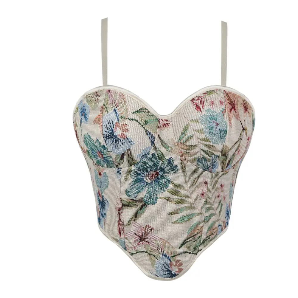 Tropic Strap Vintage - Corset feminino com alças finas, decote