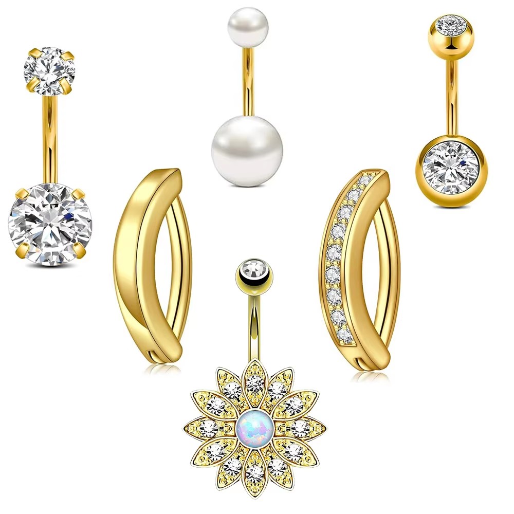 Curved Spring Bar - Conjunto de 6 Piercings de Umbigo