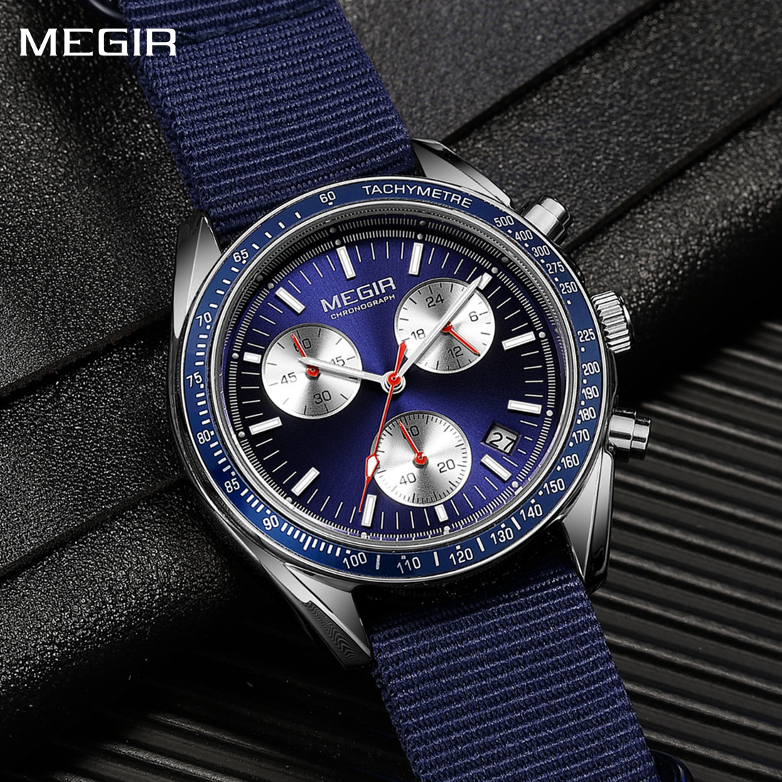 Canvas Strap Watch - Megir cronógrafo pulseira de lona masculino