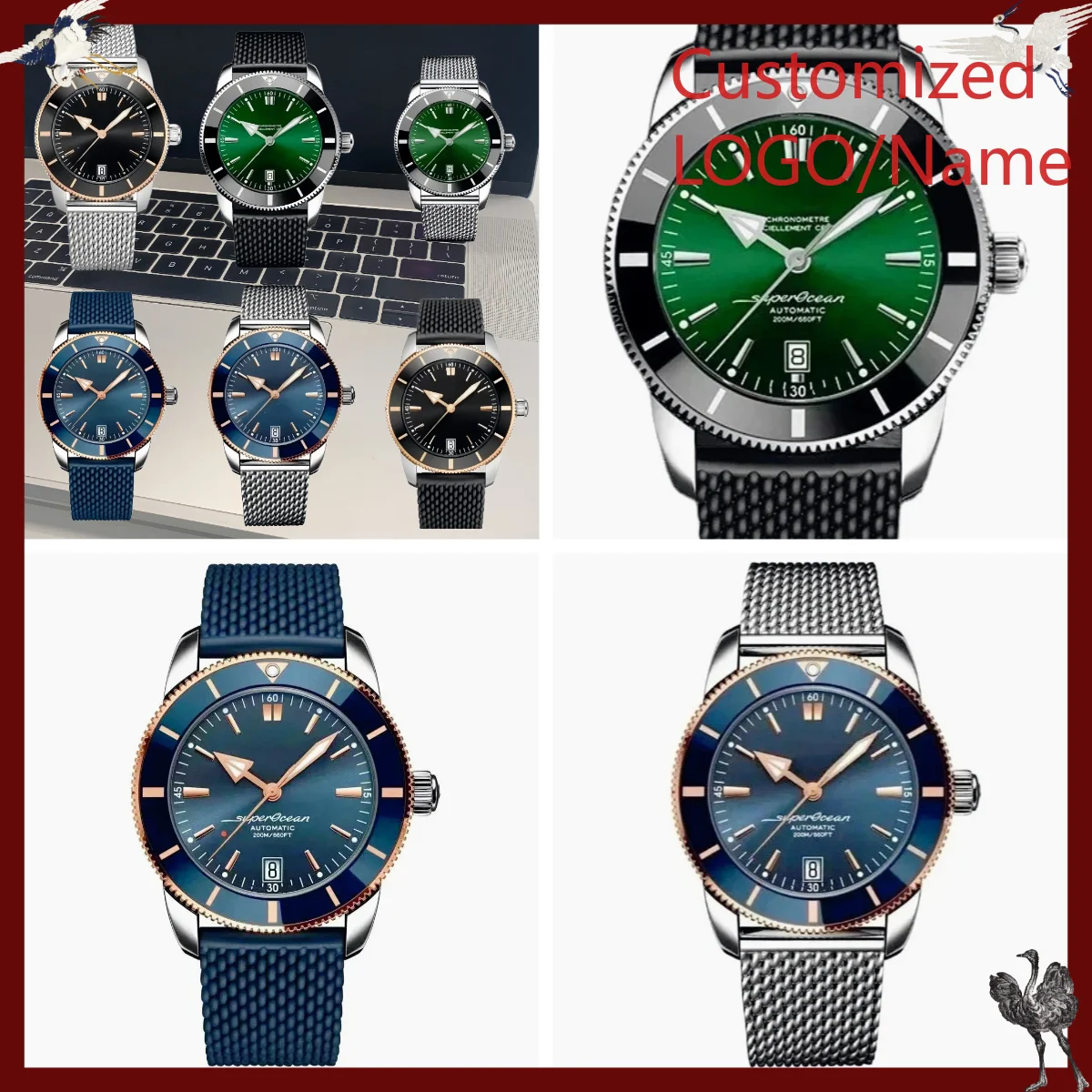 Stainless Bracelet Diver - Relógio Automático Mecânico Esportivo Personalizado A1212