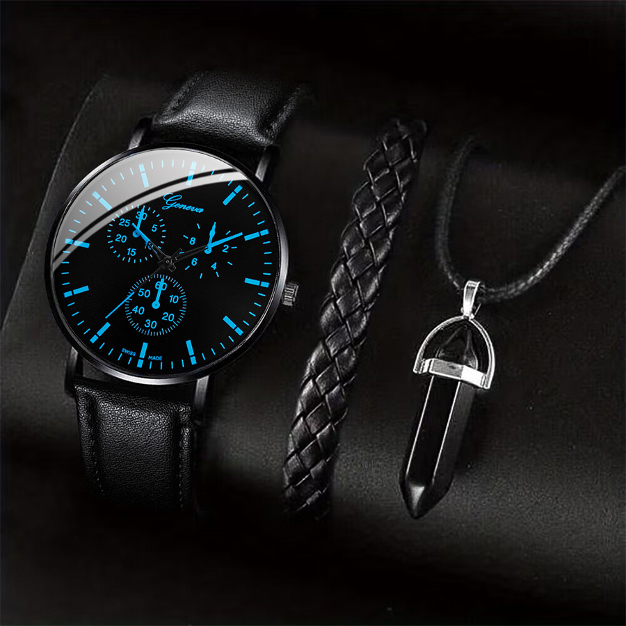 Leather Watch Band Men - Relógios casuais de negócios masculinos, pulseira