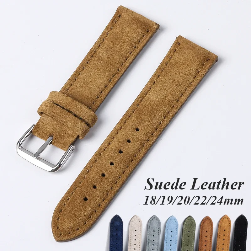 Suede Strap Watch - Camurça pulseira de couro genuíno para