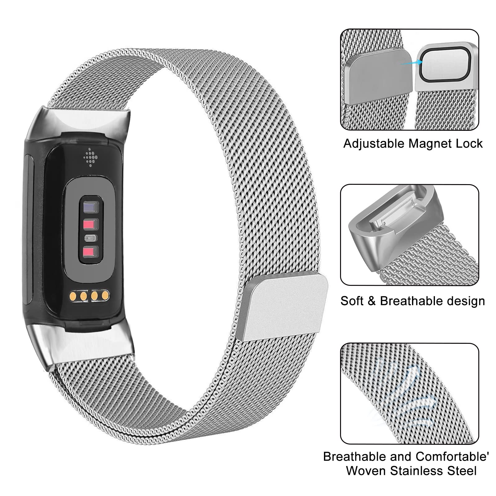 Milanese Loop Magnetic - Laço milanês para fitbit charge 6