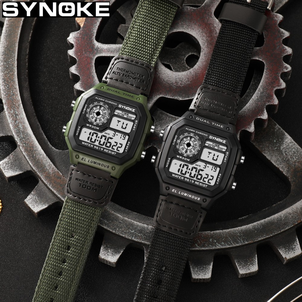 Synoke relógio digital militar - Canvas Strap Watch avaliação e preço