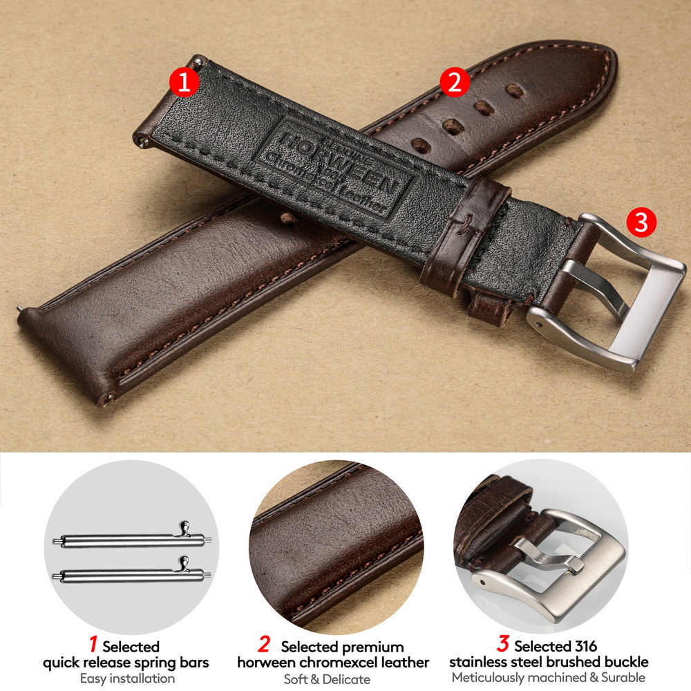 Pulseiras de Relógio Hemsut em - Leather Strap Quick Release avaliação e preço