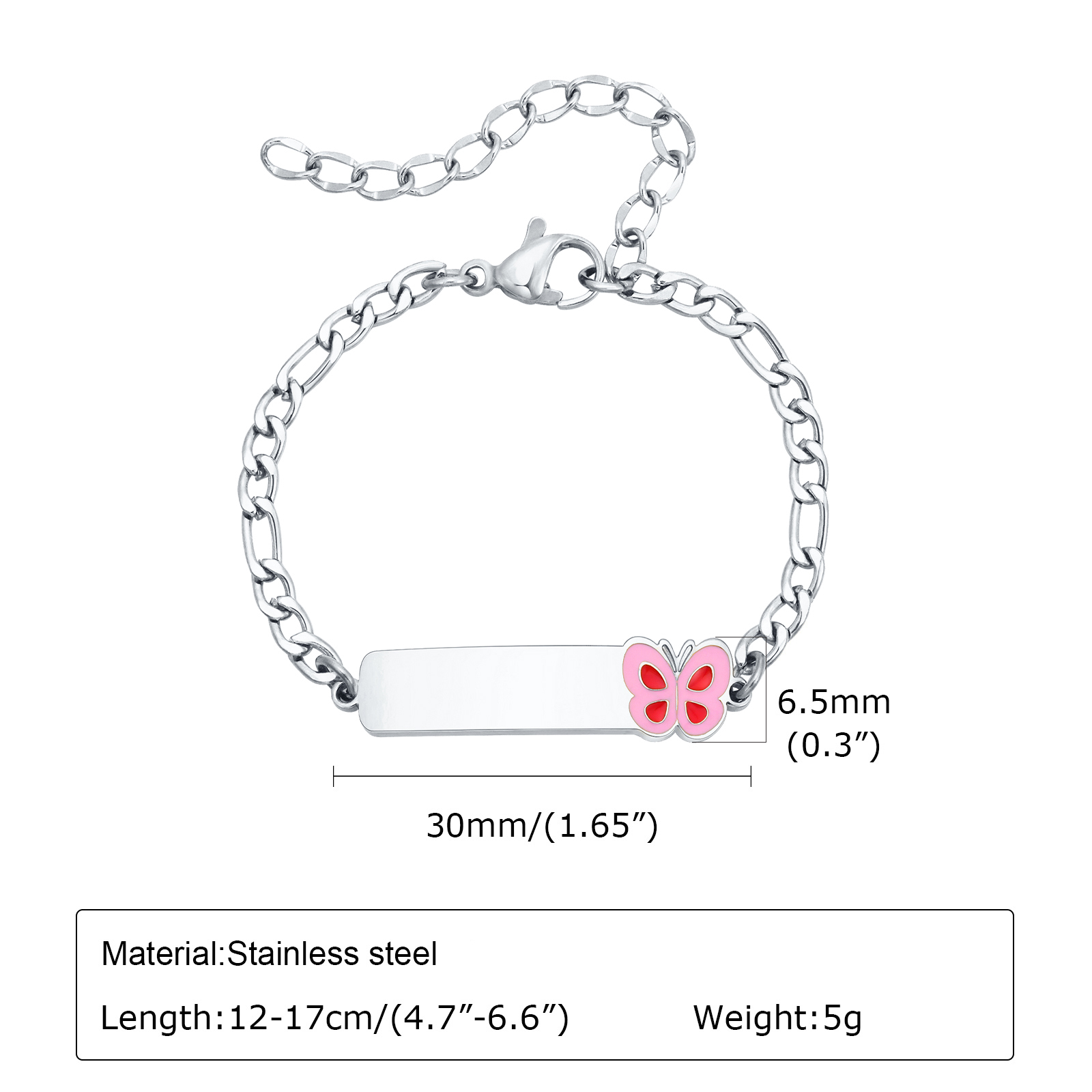 Vnox-Pulseiras gravadas person - Butterfly Clasp Deployant avaliação e preço
