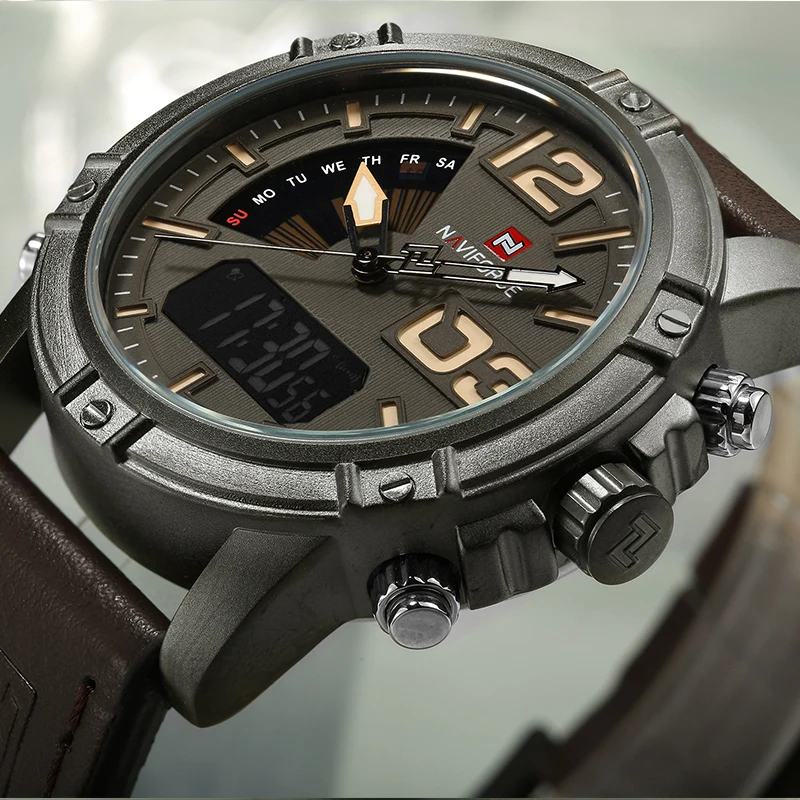 Naviforce marca superior relóg - Leather Watch Band Men avaliação e preço