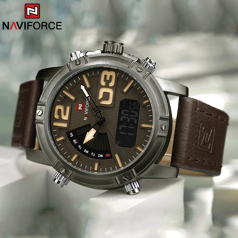 Naviforce marca superior relóg - Leather Watch Band Men avaliação e preço