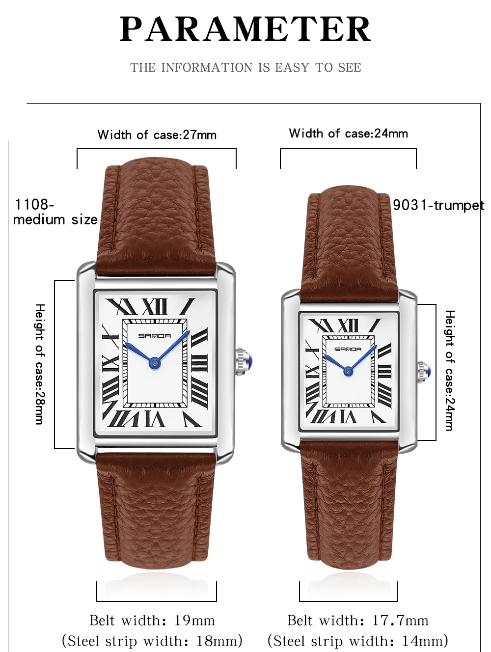 Relógios de pulso retangular p - Leather Watch Band Men avaliação e preço