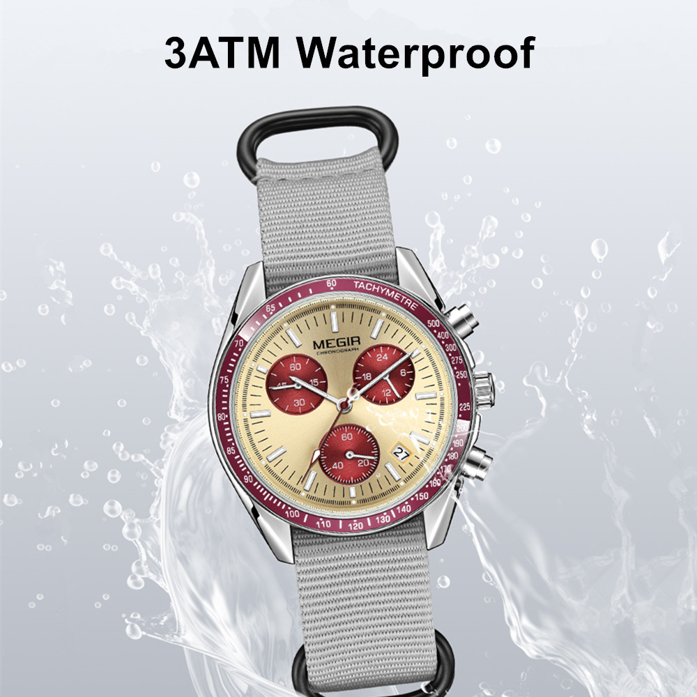 Megir cronógrafo pulseira de l - Canvas Strap Watch avaliação e preço