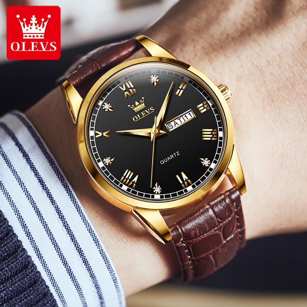 OLEVS 6896 Relógio de Quartzo  - Leather Watch Band Men avaliação e preço