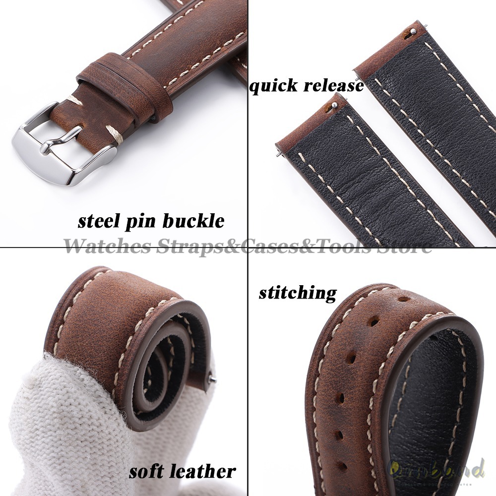 Pulseira de relógio de couro d - Leather Strap Quick Release avaliação e preço