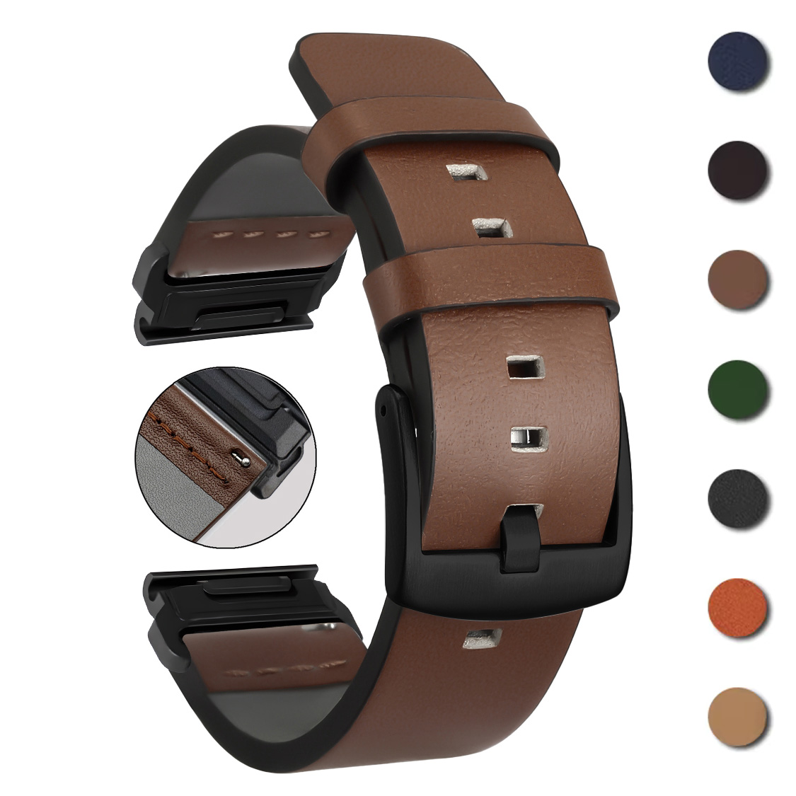 26mm 22mm pulseira de ajuste r - Leather Strap Quick Release avaliação e preço