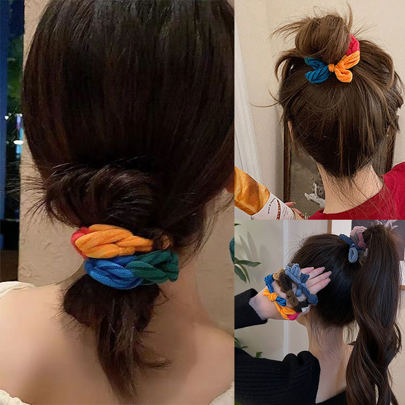 Corda de cabelo colorida tecid - Silicone Band Women avaliação e preço