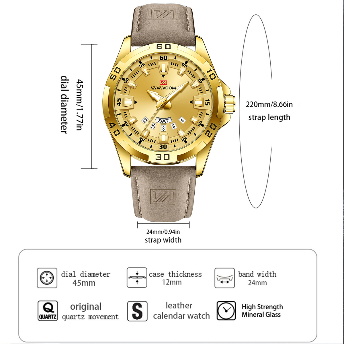 Relógio Masculino com Pulseira - Leather Watch Band Men avaliação e preço